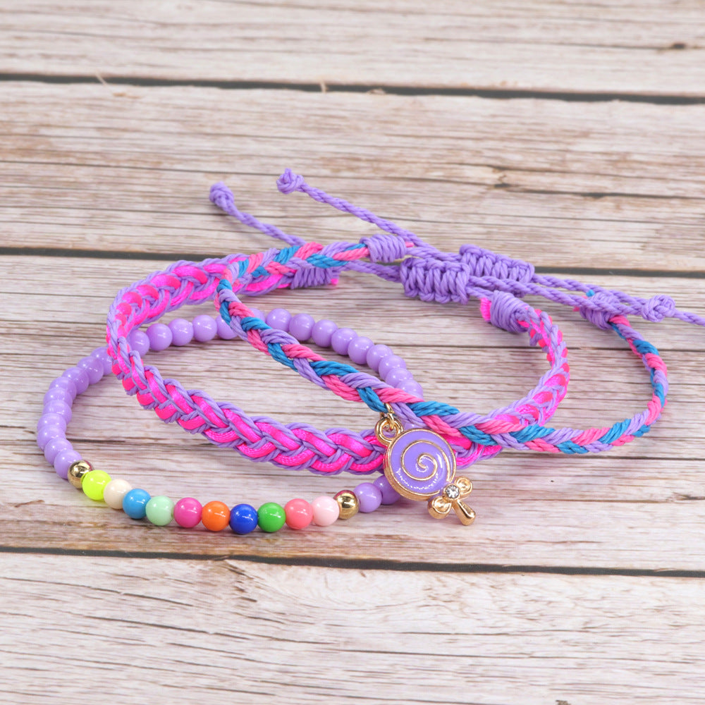 Wholesale Woven Bracelet Spot Color Beads Wax Line Woven Friendship Hand Rope Set
