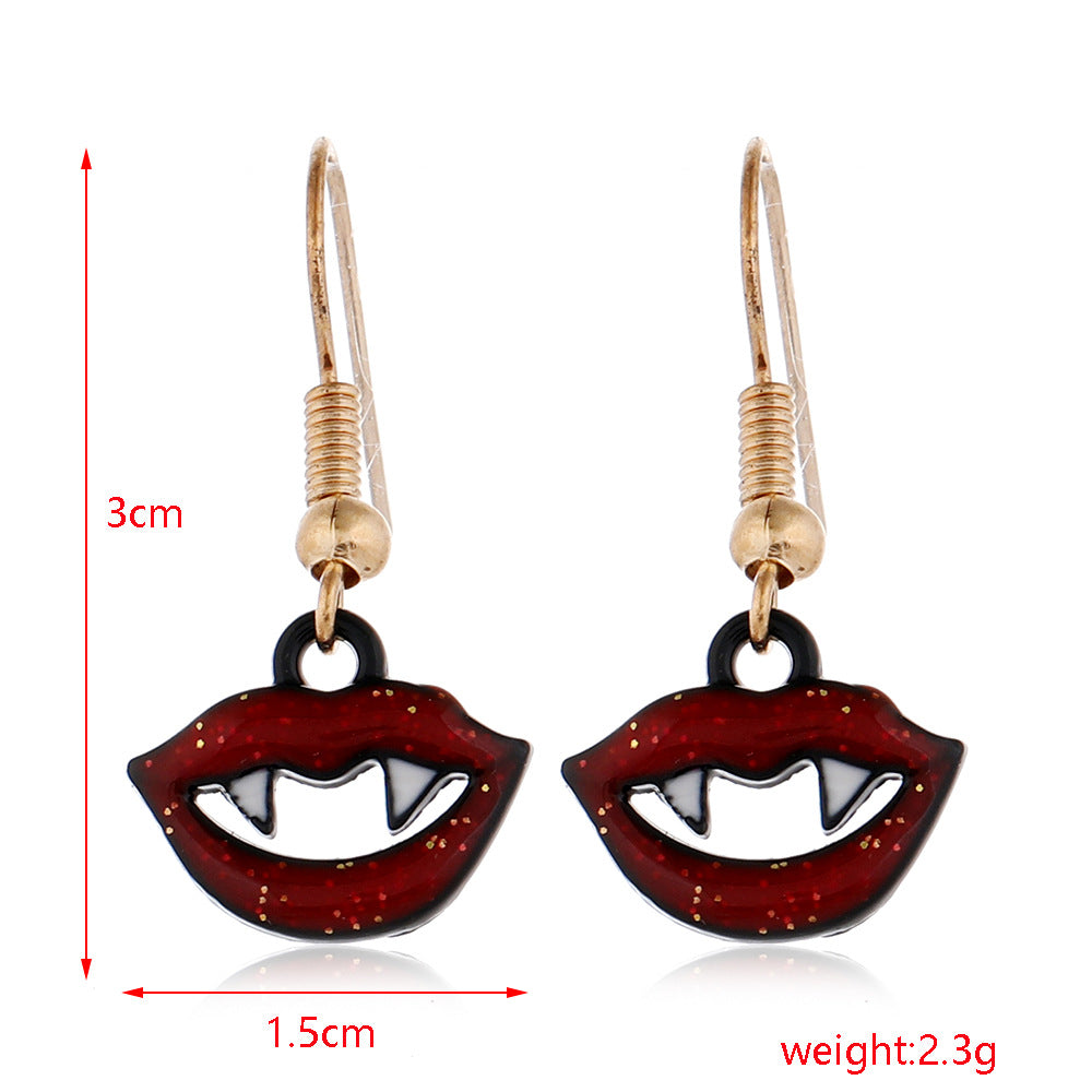 Wholesale horror funny skull  pumpkin alloy oil drop earrings
