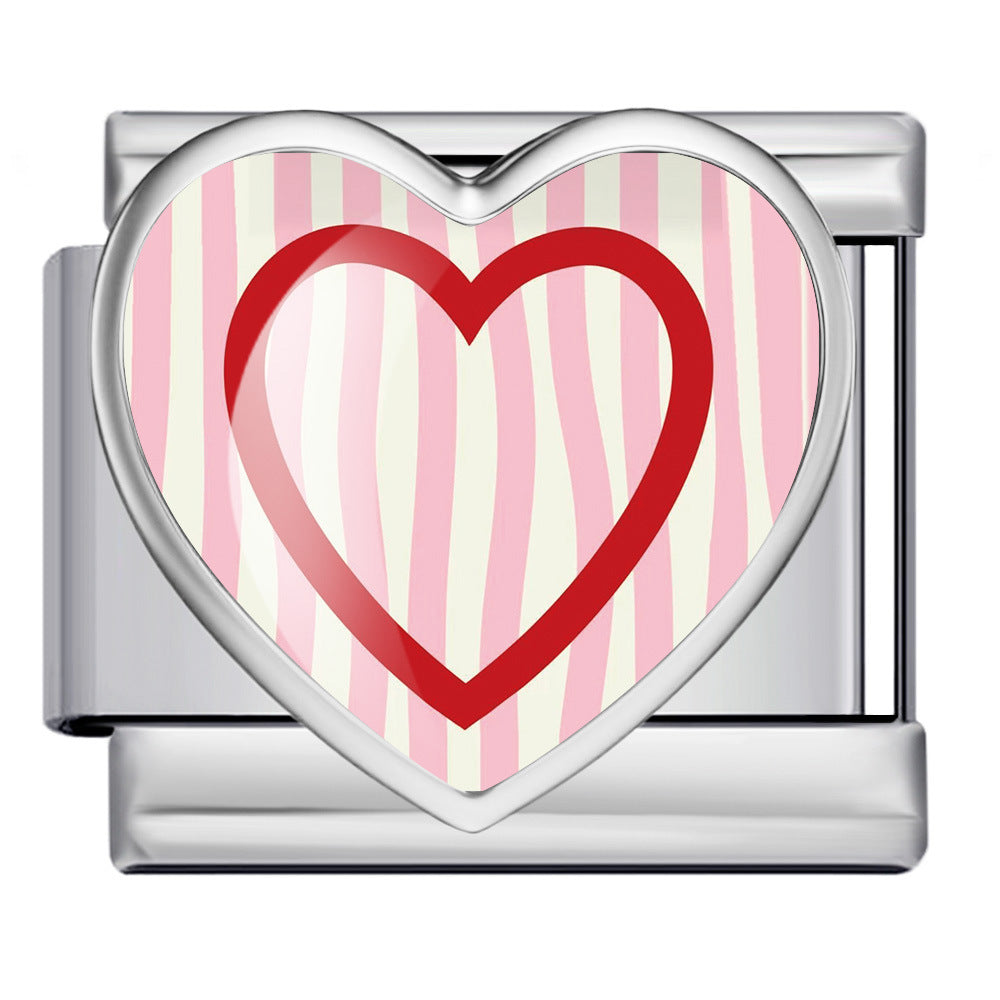 Wholesale  Italian Charm Bracelet 9mm DIY heart-shaped  Creative Stainless Steel Composable Bracelet