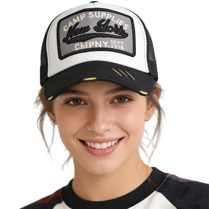 Wholesale New York 3D Embroidered Breathable Mesh Baseball Cap For Outdoor Summer
