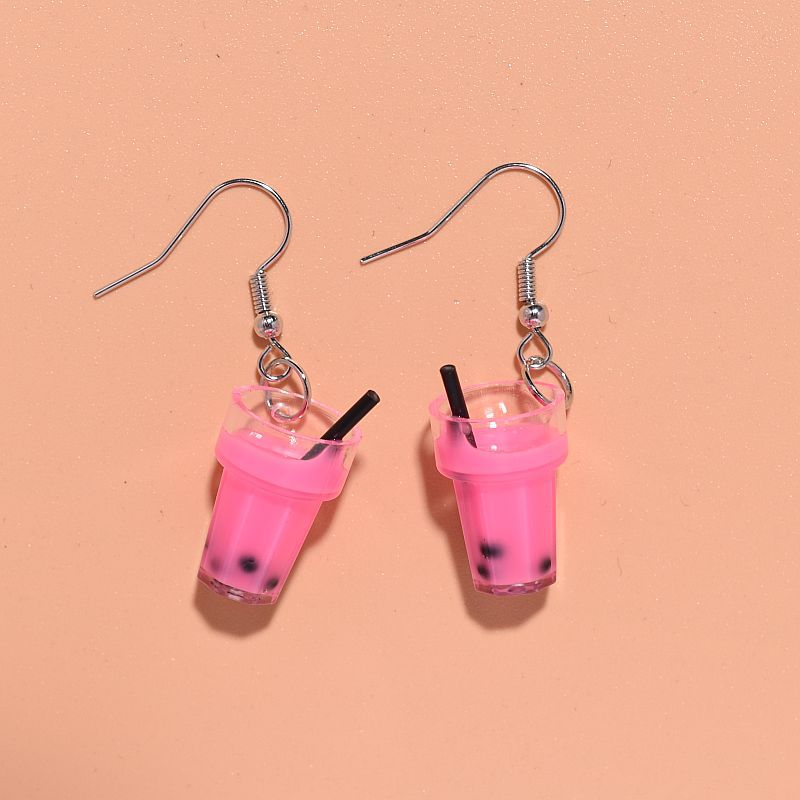 Wholesale Resin Pearl Milk Tea Earrings ACC-ES-Xunt001