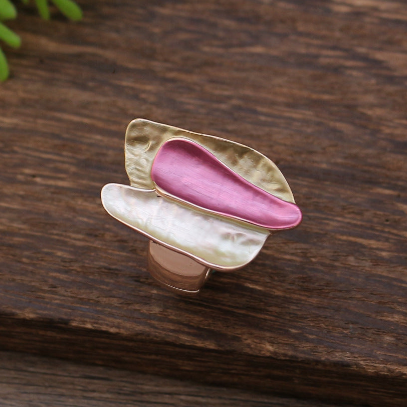 Wholesale  Enamel Color Geometric Elastic Adjustable Ring