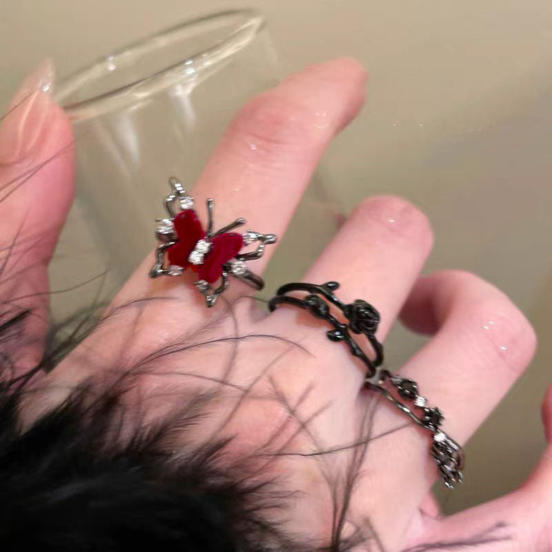 Wholesale Dark Butterfly Flower Open Ring