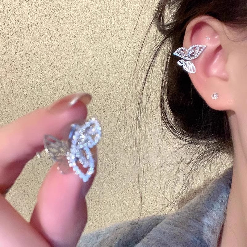 Wholesale  Light Luxury  Glittering Zircon Butterfly Ear Clip Earrings