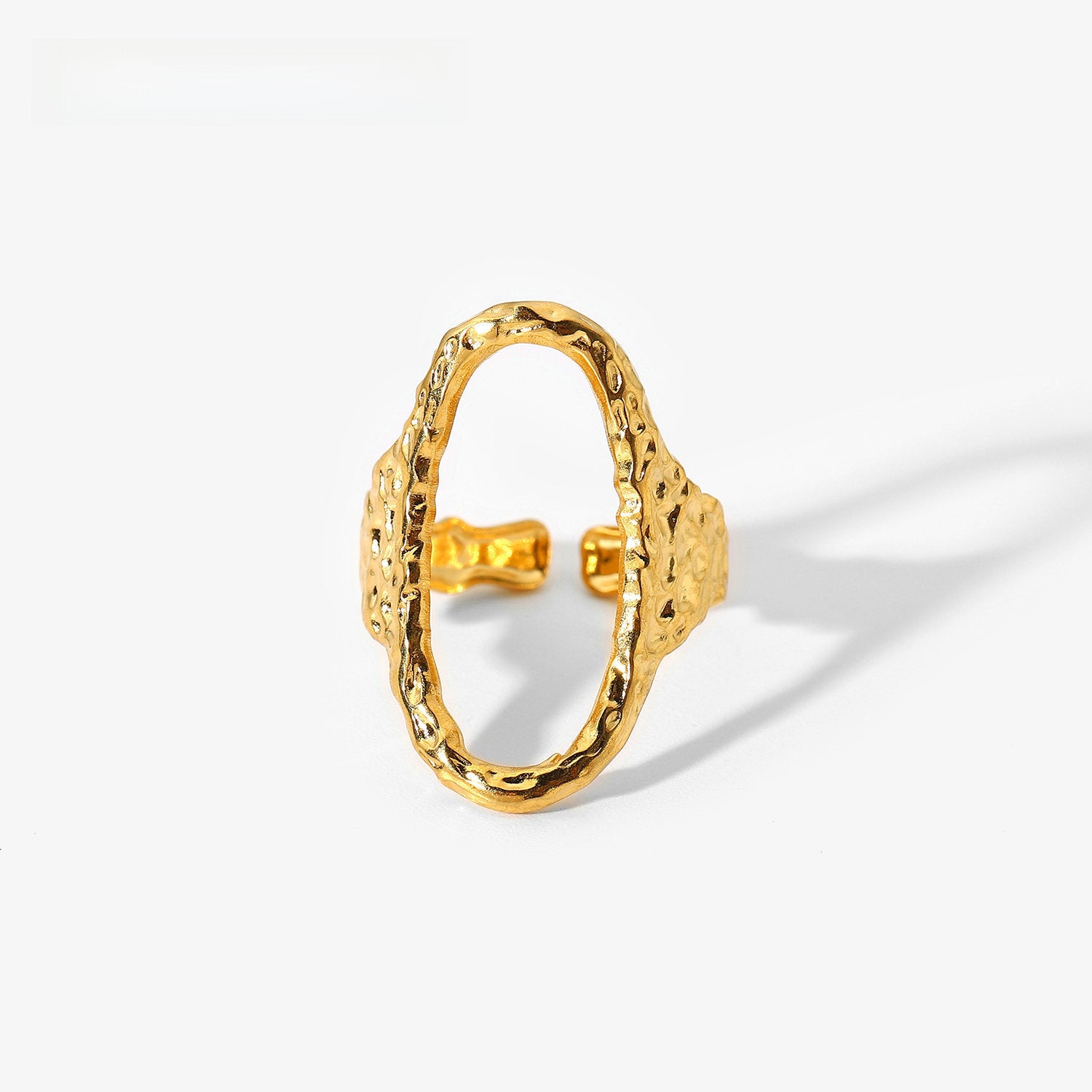 Wholesale geometric chain cross open ring 18K gold plated stainless steel ring