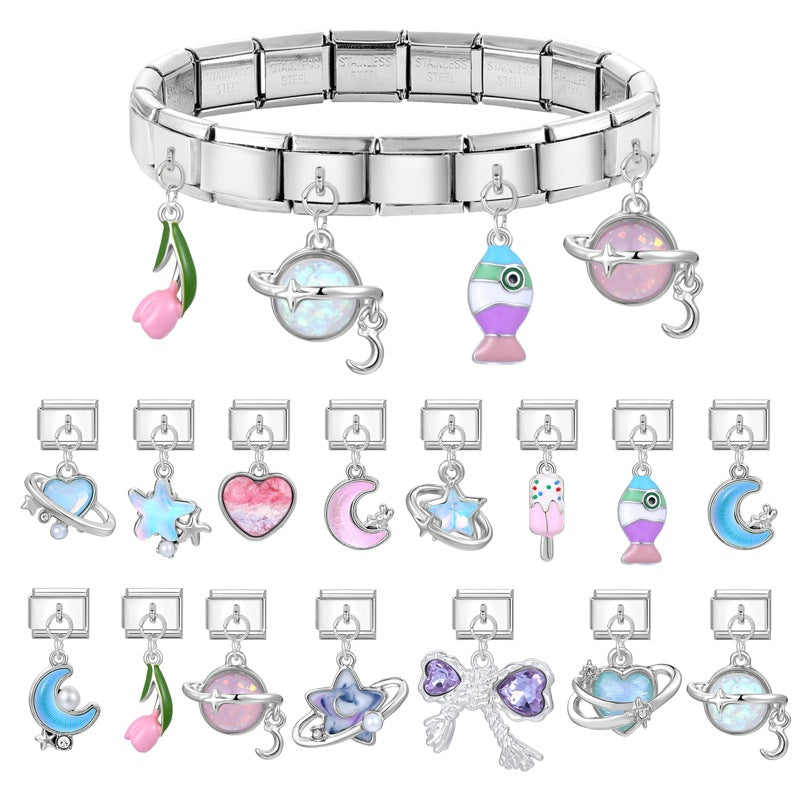 Wholesale Italian Charm Bracelet 9mm DIY Splicing Creative Pendant Stainless Steel Composable Bracelet