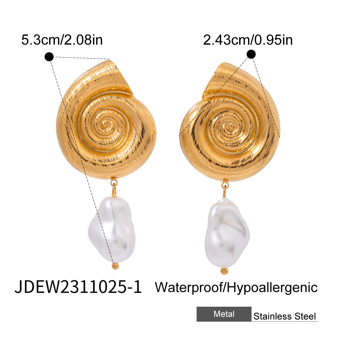 Wholesale stainless steel conch necklace pearl earrings zircon earrings