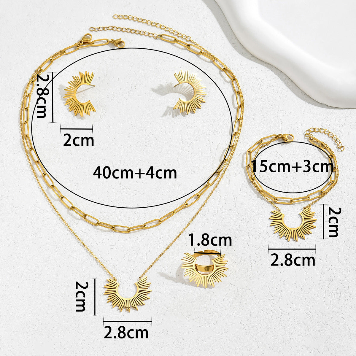 Wholesale Sunflower Trousers Necklace  Ring Jewelry Set