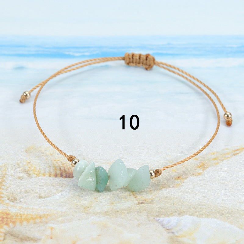 Wholesale  gravel bracelet irregular raw paraffin braided bracelet
