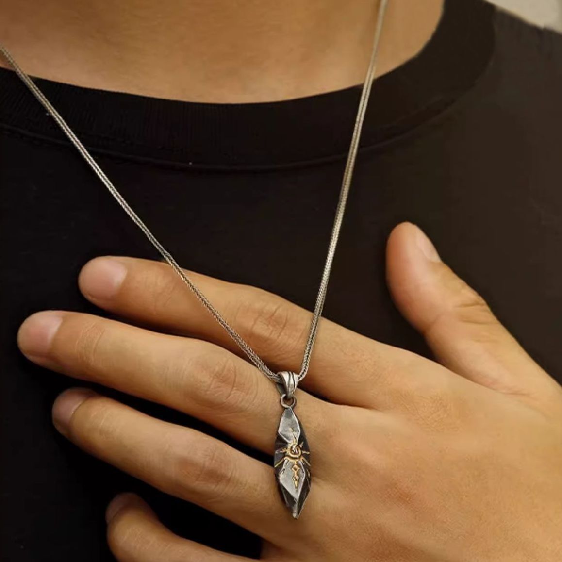 Wholesale Wishing Stone Men' s Titanium Steel Necklace Fashion Accessory Boutique Resale