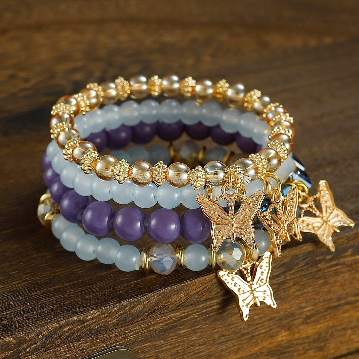 Wholesale Electroplated Alloy Bohemian Multi Layer Butterfly Crystal Beaded Bracelet Women S Boutique Jewelry Gift