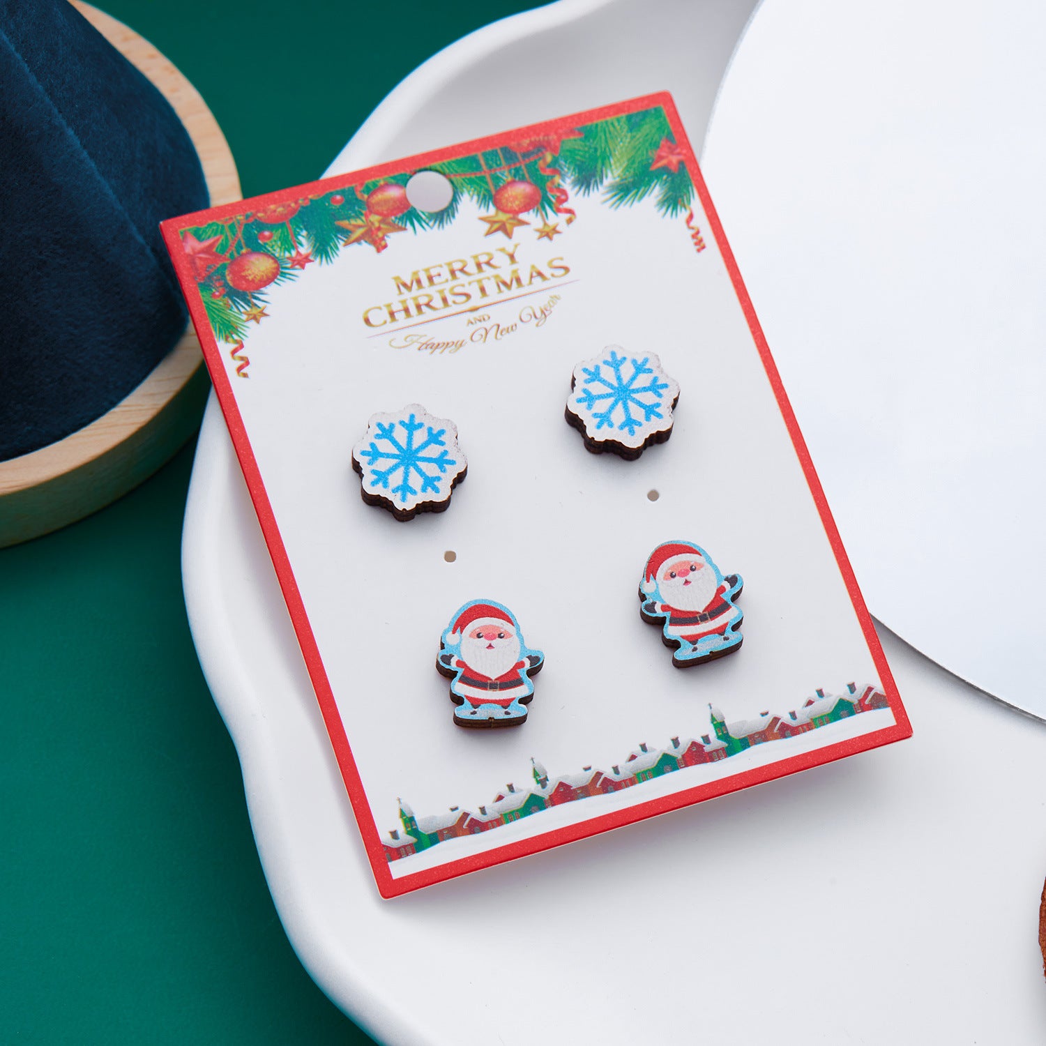 Wholesale Christmas Snowman Snowflake Wood Earrings Set ACC-ES-YingHao001