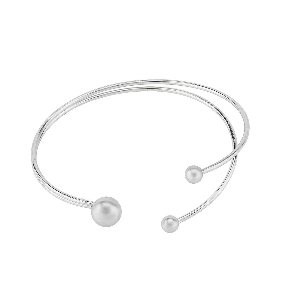 Wholesale Double-Layer Design Large and Small Ball Arm Ring Simple   Adjustable Hand