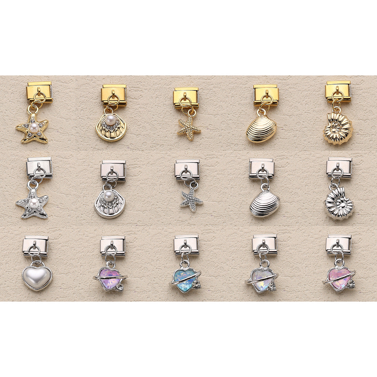 Wholesale 10pcs Italian Charm Bracelet 9mm DIY Splicing Colorful Fruits and Marine Life Series Stainless Steel Composable Bracelet