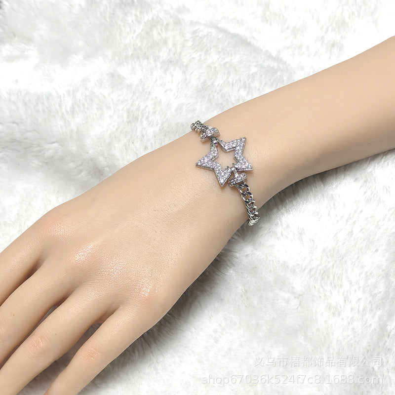 Wholesale Star Cuban Bracelet Copper Gold Plated Fashion Jewelry Accessory for Women