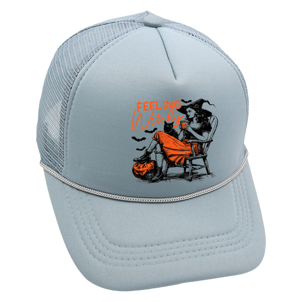 Wholesale Trucker Hat Halloween Pumpkin Witch Baseball Cap Printed Mesh Cap ACC-HT-HaiPu014