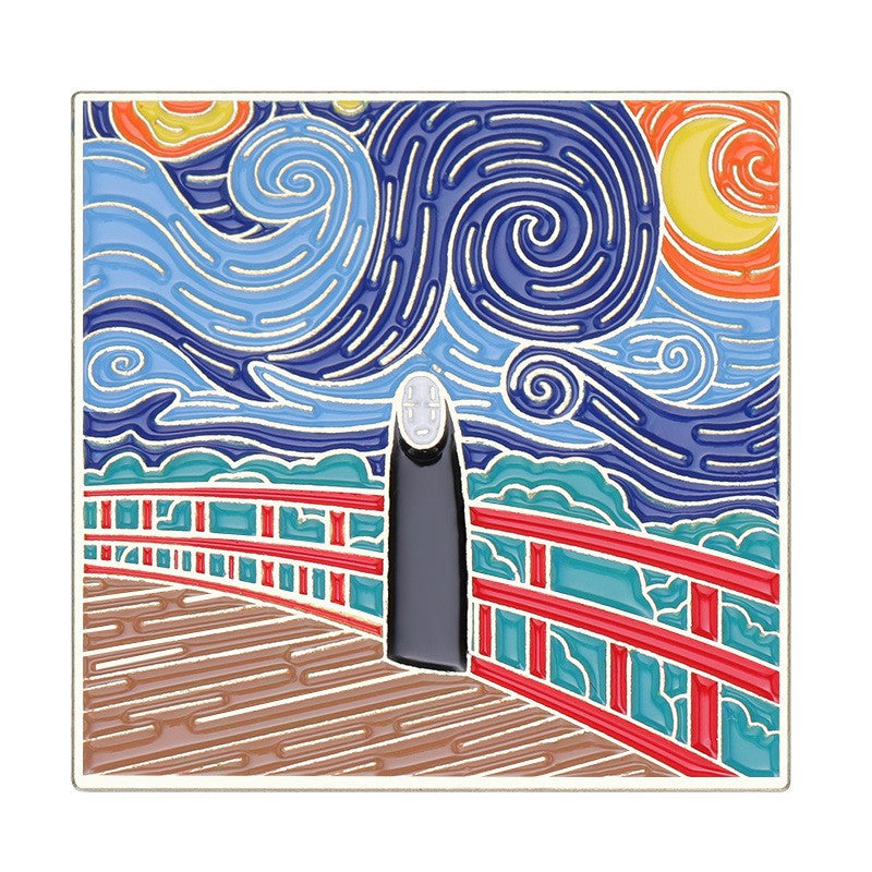 Wholesale Oil Painting Series Brooch Set Starry Sky Sunflower ACC-BCH-QiHe003