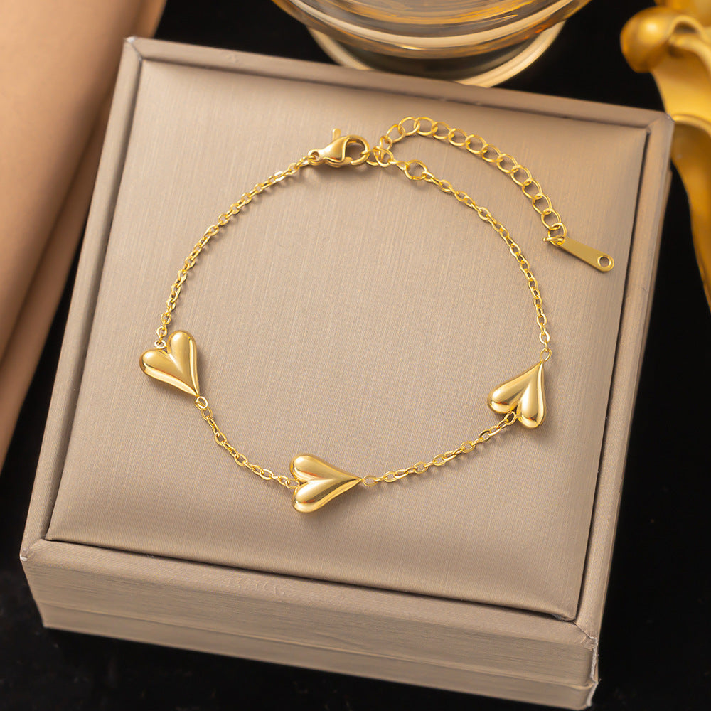 Wholesale Love Heart Tassel Titanium Steel Necklace Bracelet ACC-NE-Yibao009