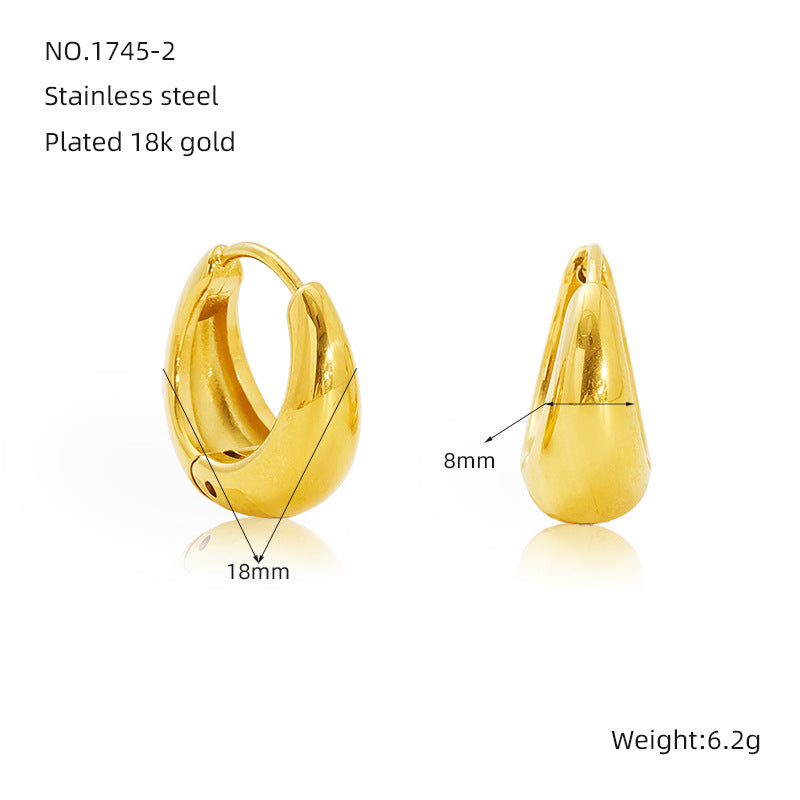 Wholesale retro  gold-plated simple circle stainless steel  earrings