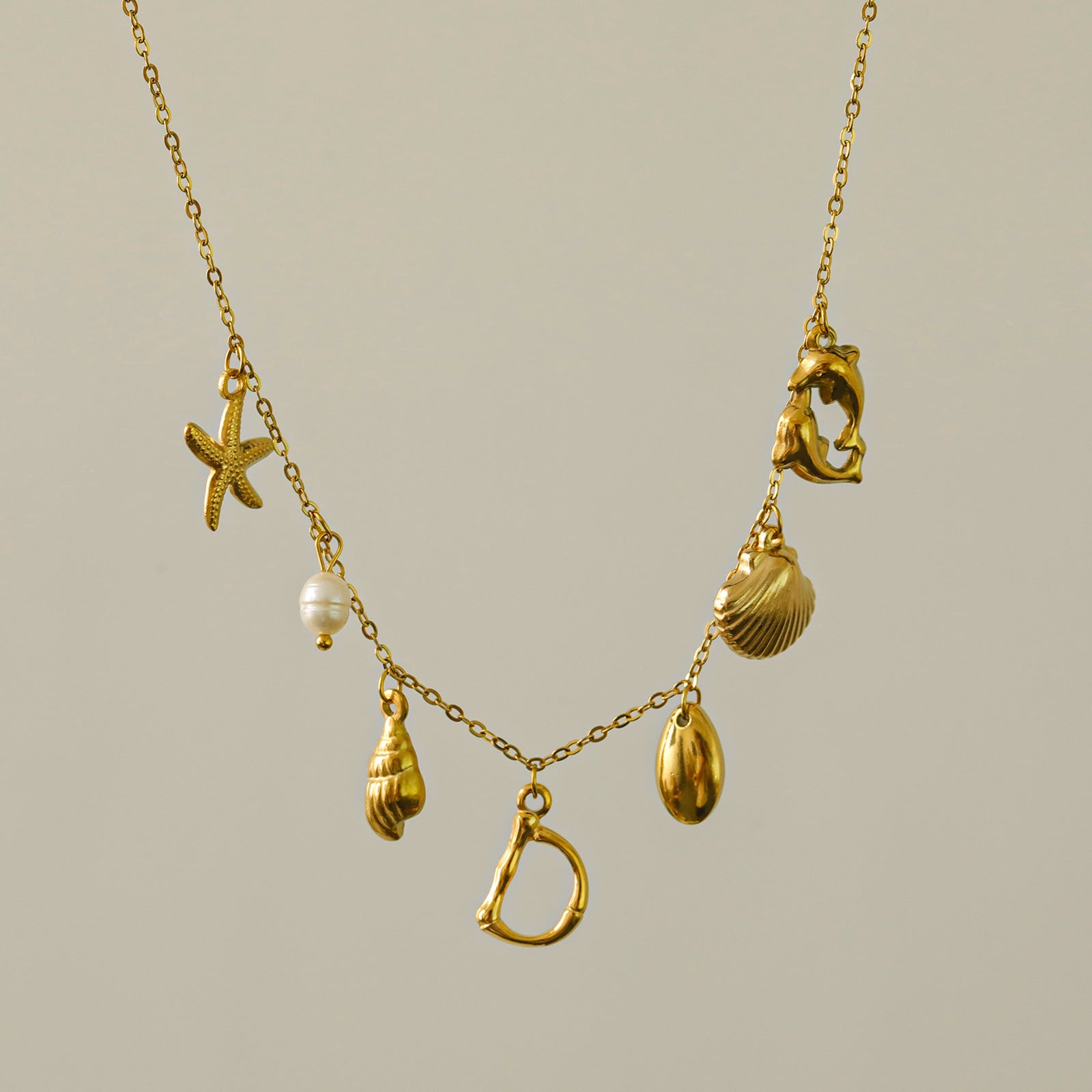 Wholesale 26 Letters Freshwater Pearl Starfish Ocean Series Necklace