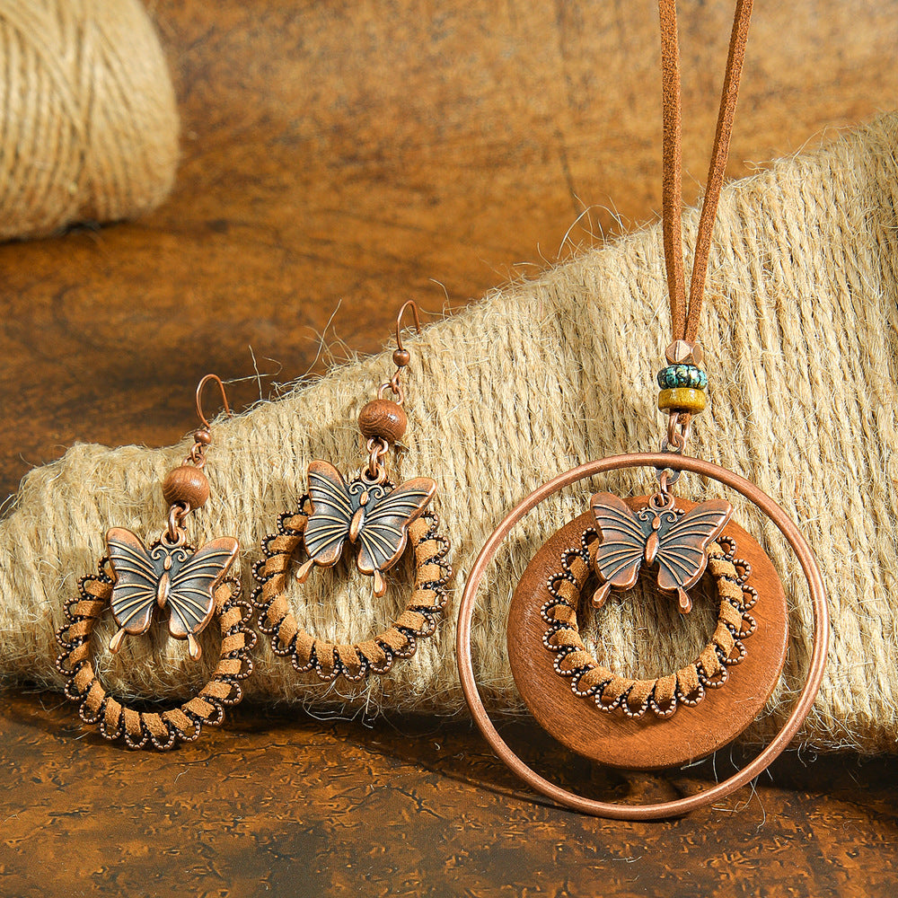 Wholesale Bohemian Butterfly Earrings Necklace Set Chic Party Wear Jewelry Accessory