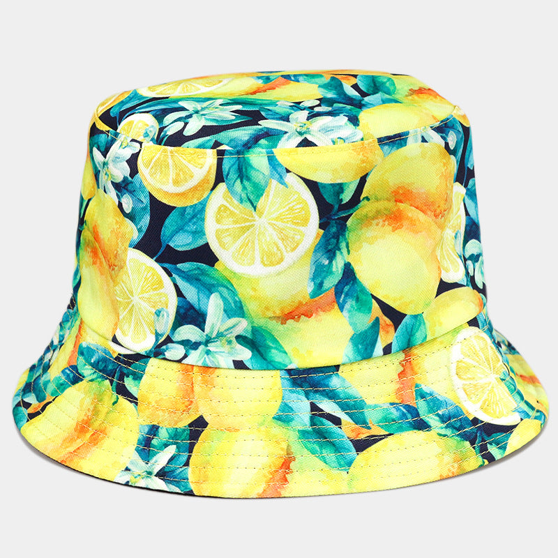 Wholesale Tropical fruit double sided wearing printed pot hat outdoor Bucket Hat