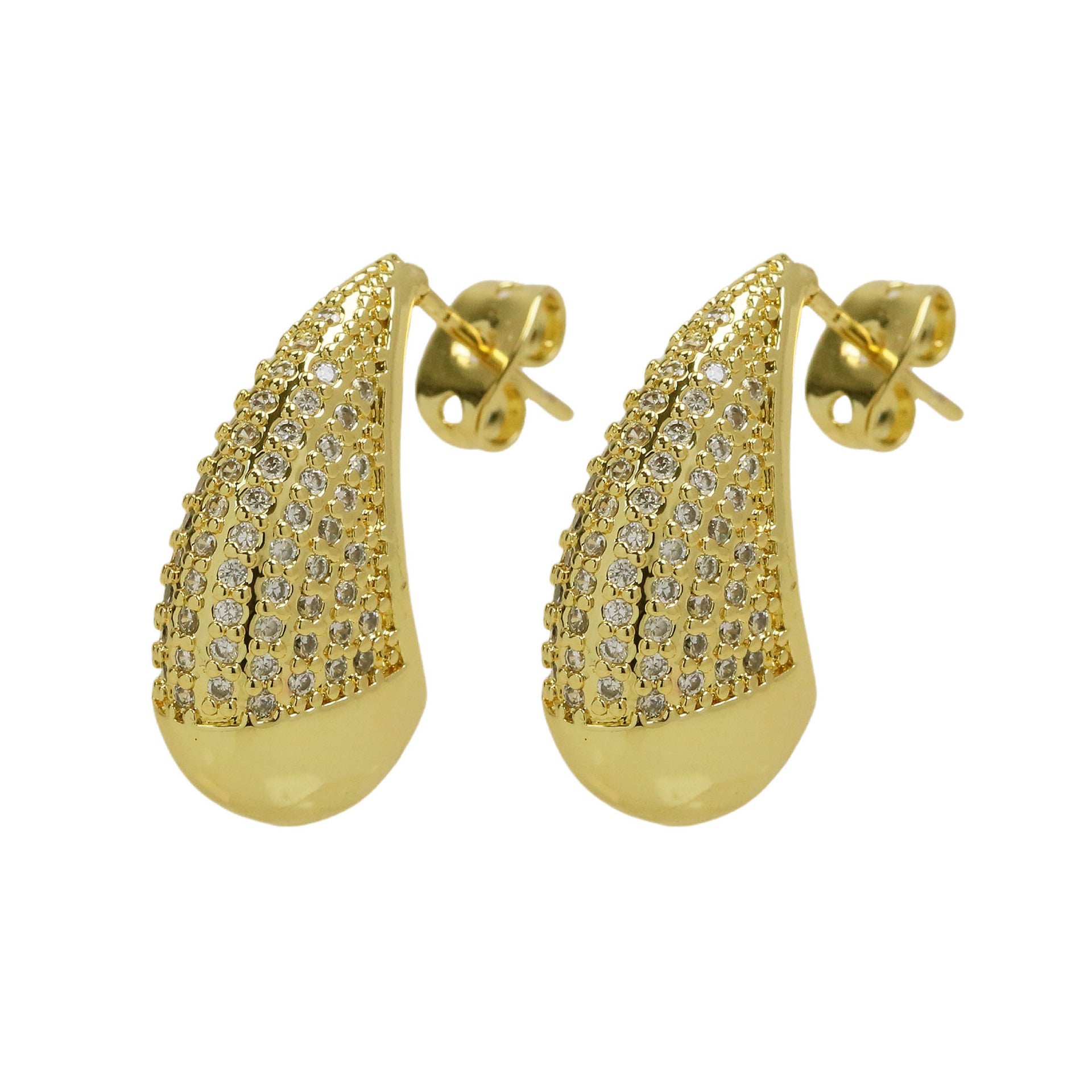 Wholesale 18k Gold Brass Secret Diamond Teardrop Ear Stud Fashion Earrings