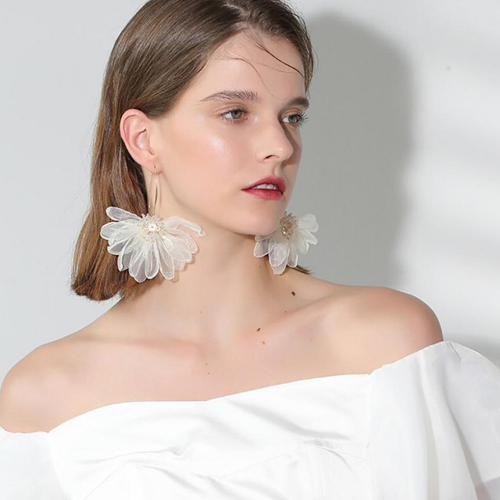 Wholesale  Handmade Woven Multicolor Flower Super Fairy Long Elegant Earrings