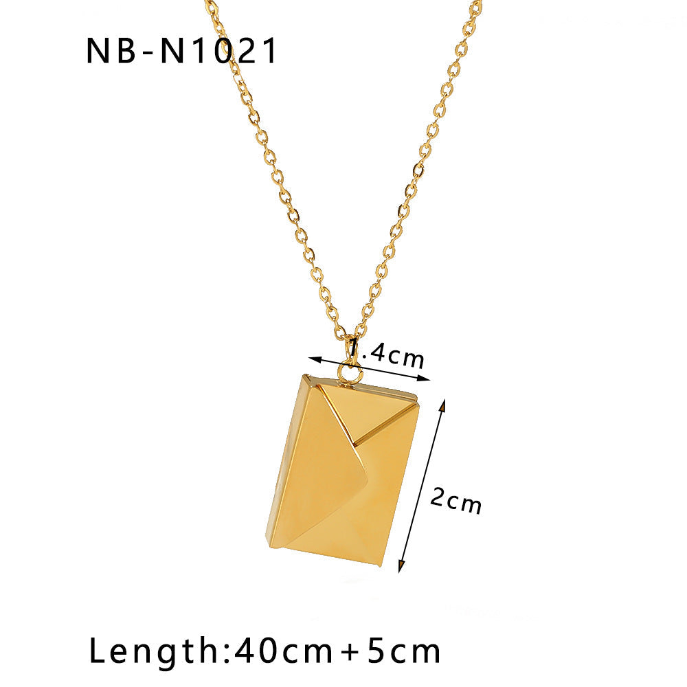Wholesale titanium steel gold plated 18k book album love pendant zircon necklace
