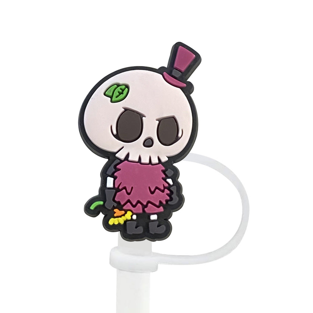 Wholesale Random 100pcs Cute Cartoon 10mm PVC Soft Straw Tube Cap
