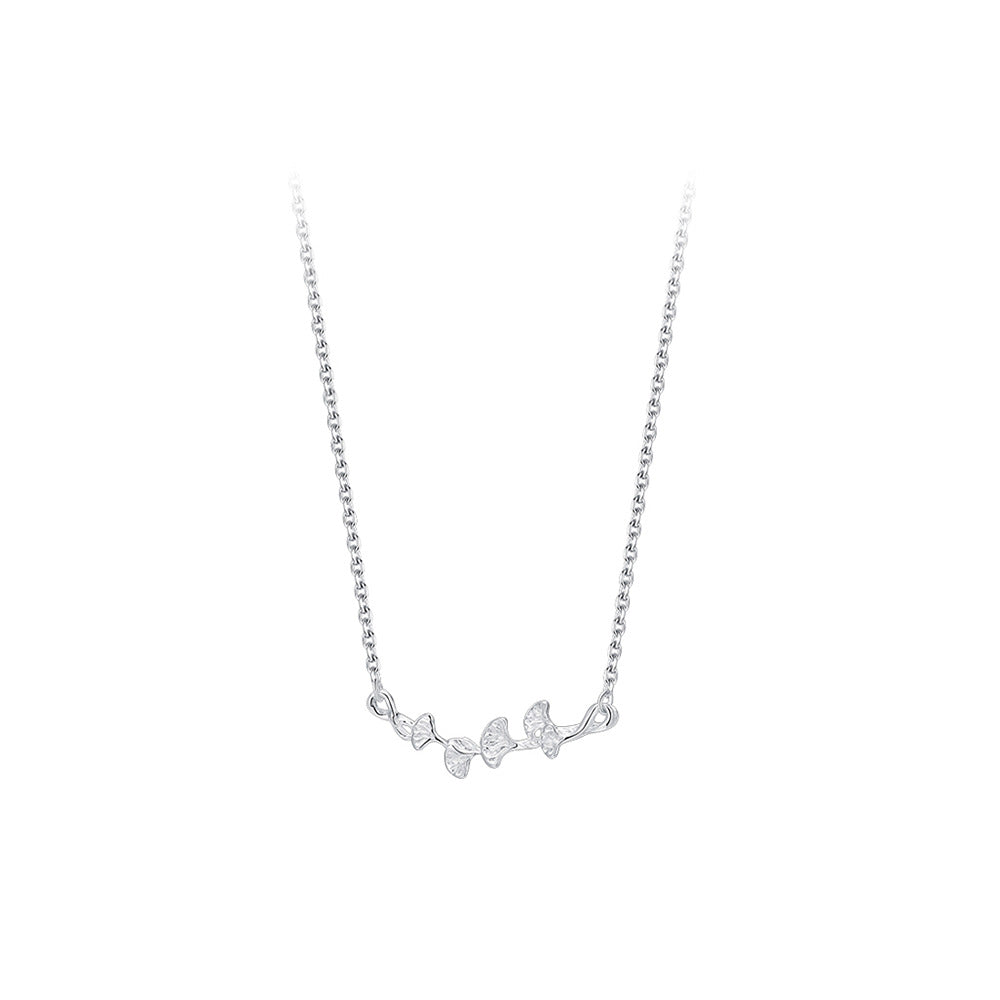 Wholesale S999 Sterling Silver Ginkgo Leaf Necklace