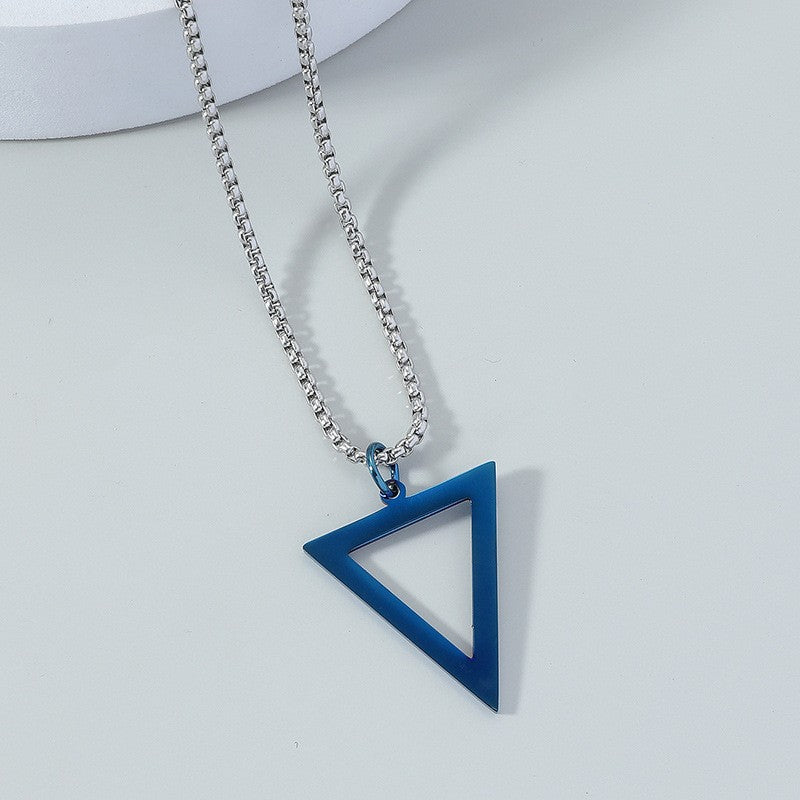 Wholesale Titanium steel black triangle necklace