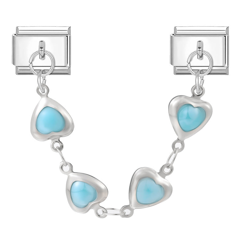 Wholesale Italian Charm Bracelet 9mm DIY Splicing Silver Double Pendant Stainless Steel Composable Bracelet