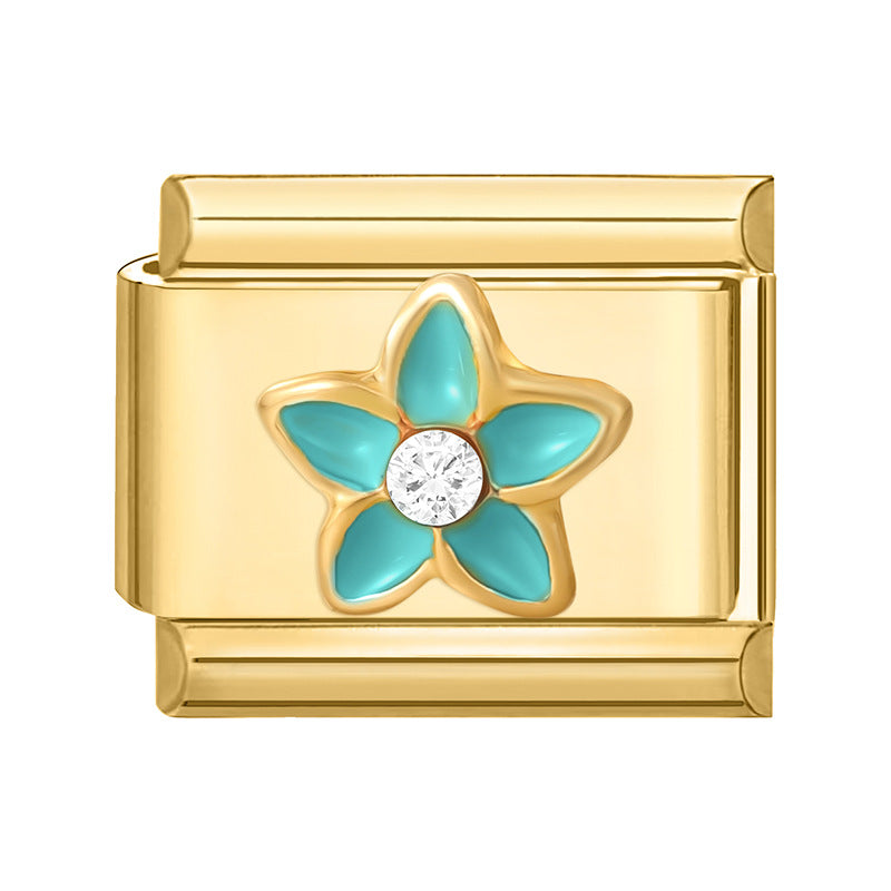 Wholesale 9mm Italian Charm Starter Bracelets DIY Gold Flower Stainless Steel Composable Bracelet