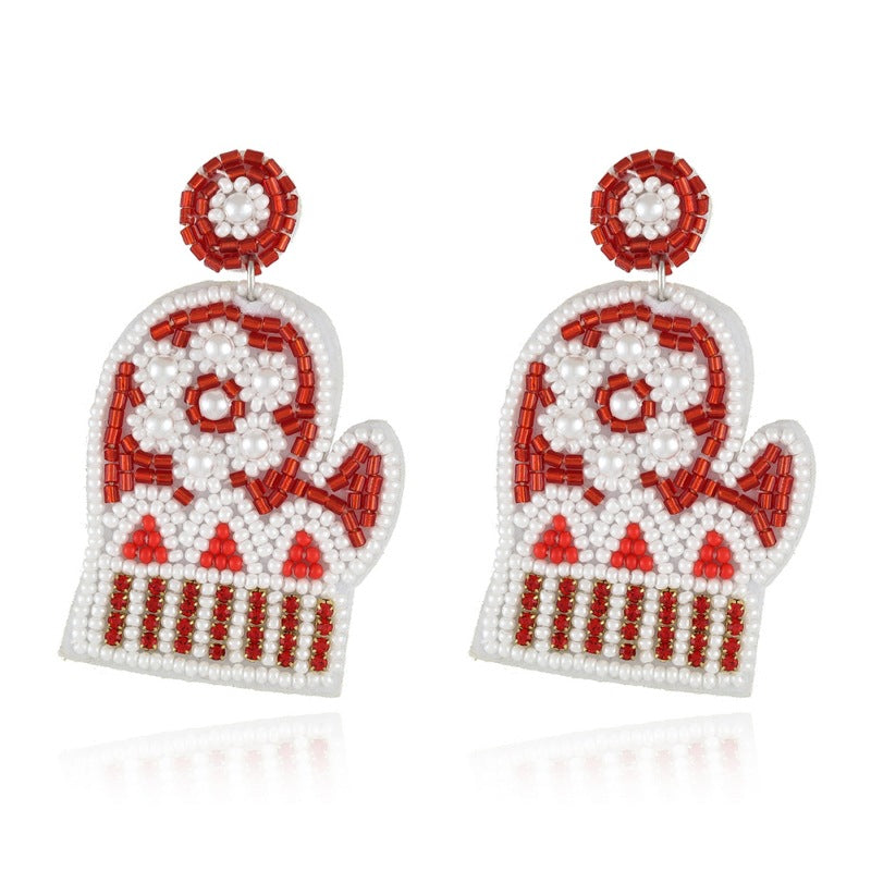 Wholesale Christmas fabric rice bead earrings