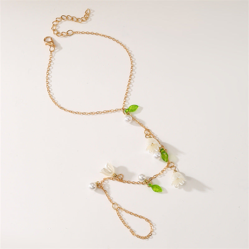 Wholesale Long Tassel Lily of the Valley Necklace Bracelet Earrings Anklet Set