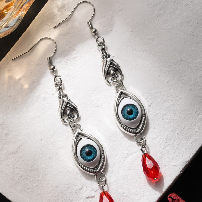 Wholesale Dark Gothic Devil' s Eye Pendant Earrings   Long Tassel Earrings