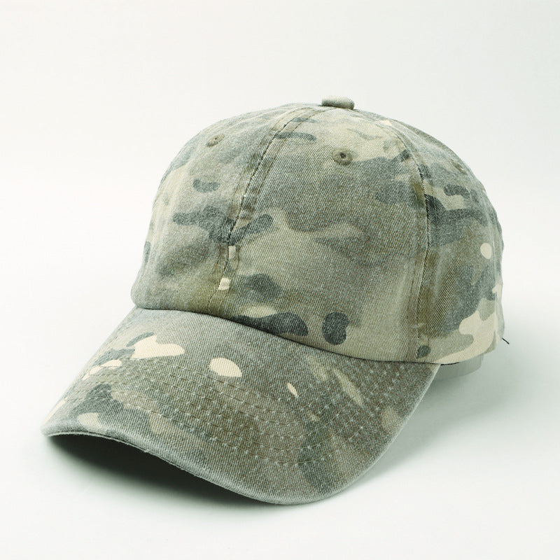 Wholesale Cotton Washed Hat Denim Camouflage Curved Brim Baseball Cap ACC-HT-LueLan016