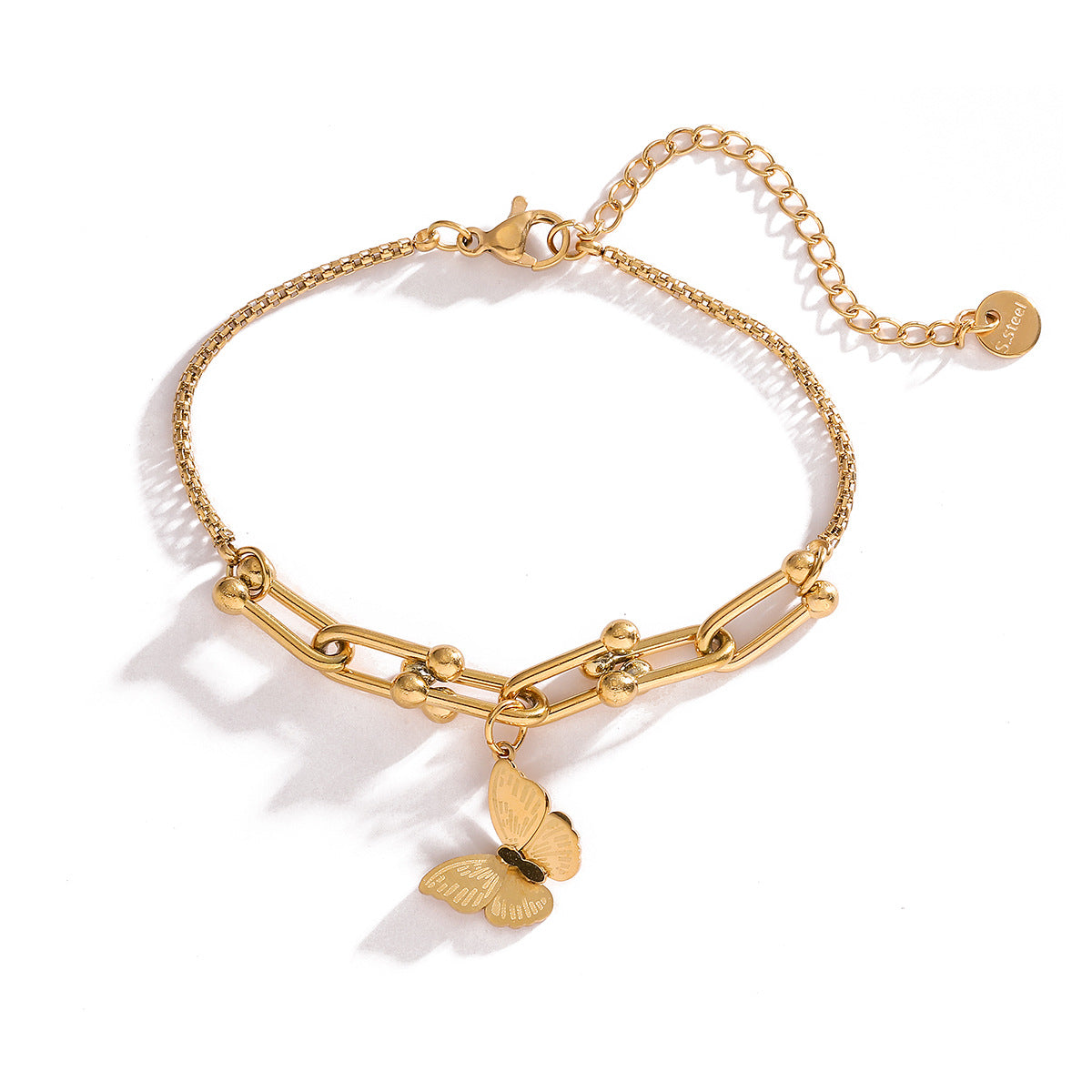 Wholesale All-match 18K Gold Plated Butterfly Titanium Steel Bracelet ACC-BT-AG005