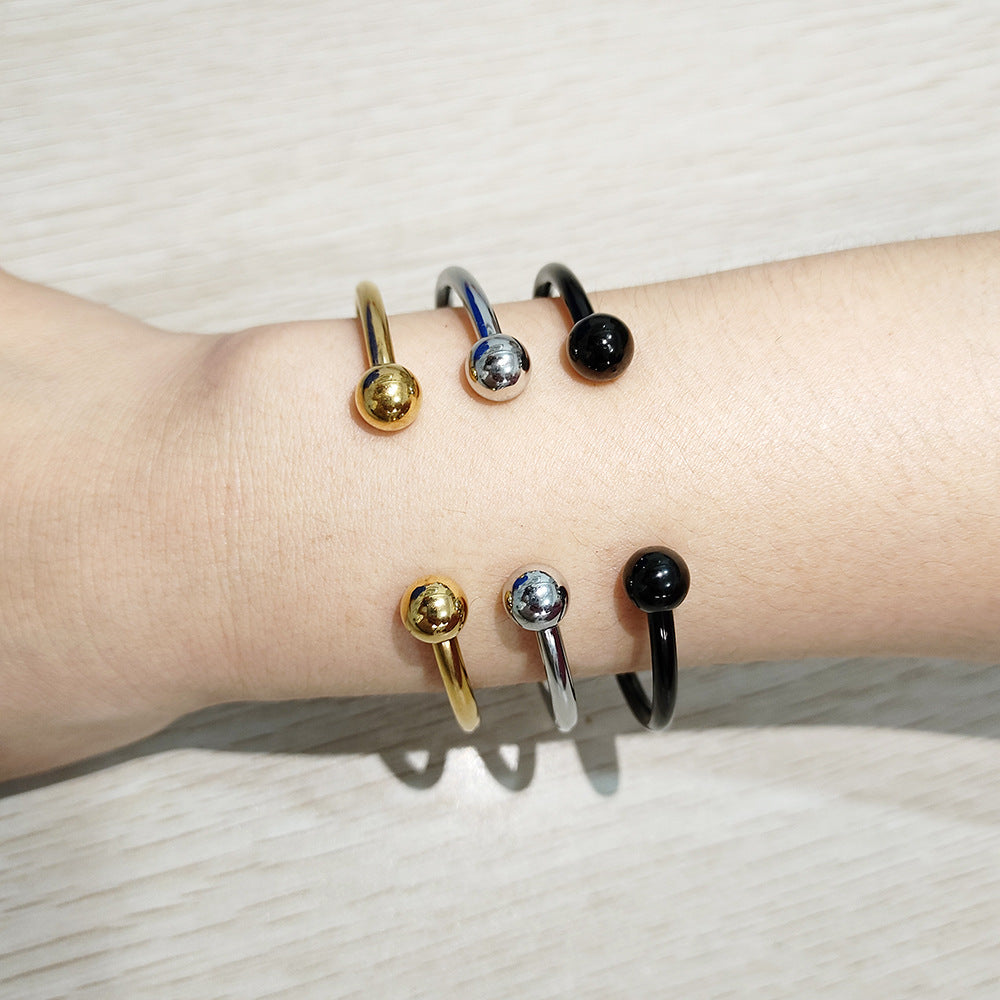 Wholesale Metal stainless steel waterproof non-fading hose elastic open beaded bracelet