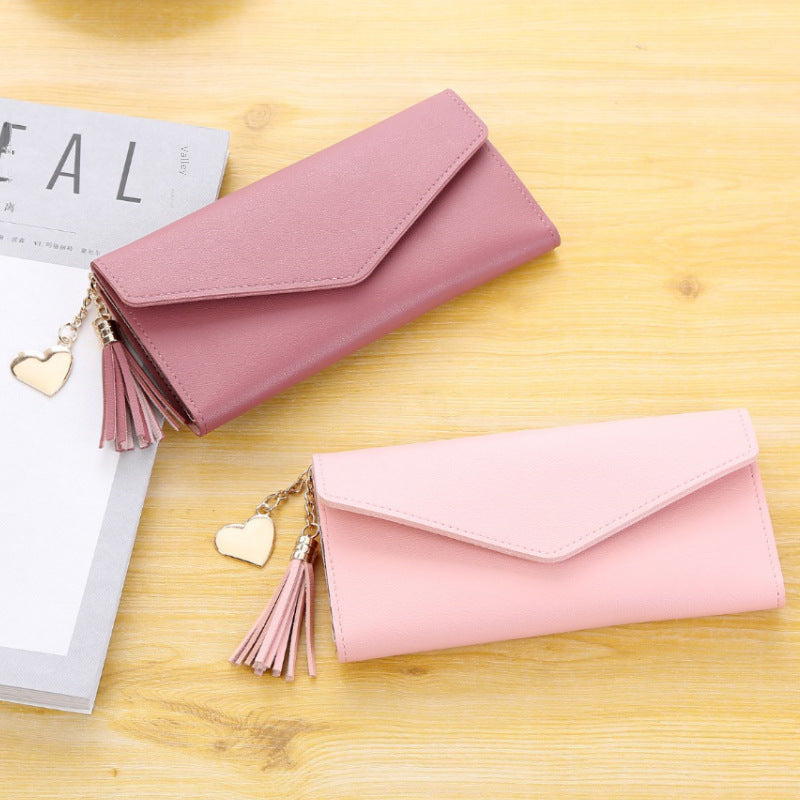 Wholesale  Long Tassel Campus Pendant Fashion Wallet