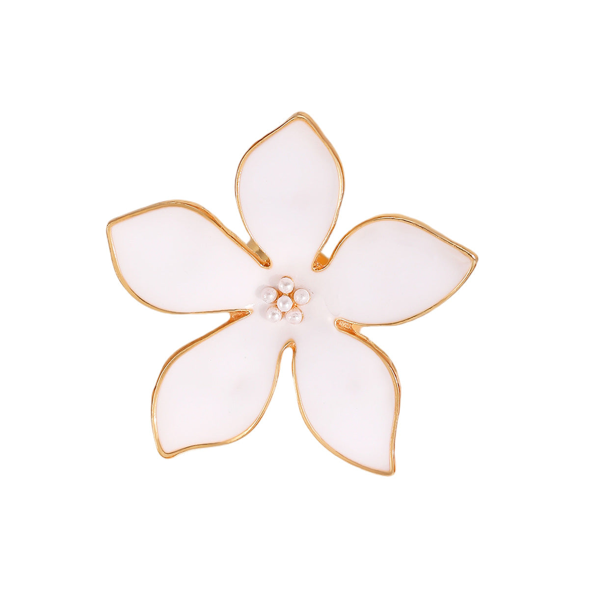 Wholesale Exaggerated Alloy White Flower Oil-Drip Ring