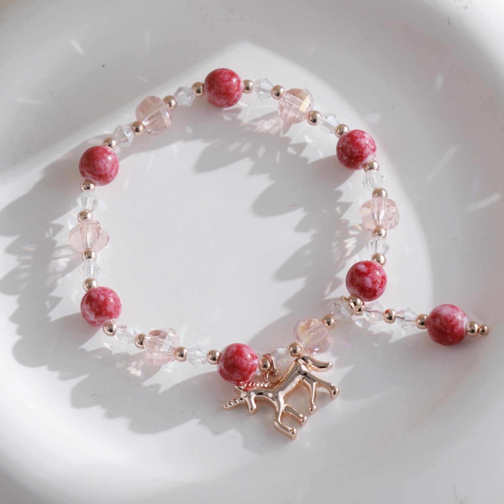 Wholesale  Rainbow Crystal Unicorn Bracelet