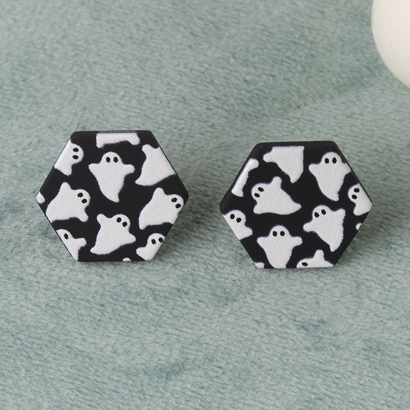 Wholesale   Ghost Bat Geometric Flowers Acrylic Earrings