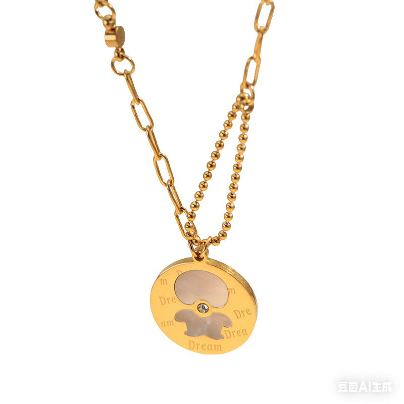 Wholesale Stainless steel white shell pendant sweater chain