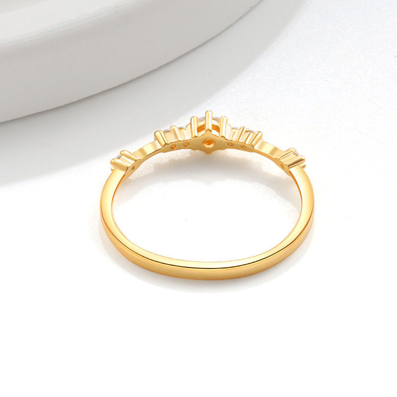 Wholesale 925 sterling silver plated with 14K gold 7 small diamond ring