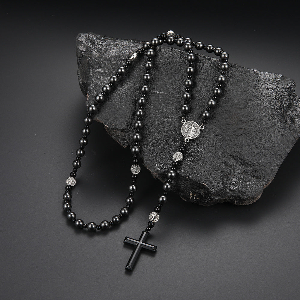 Wholesale Black Volcanic Stone Black Gallstone Necklace