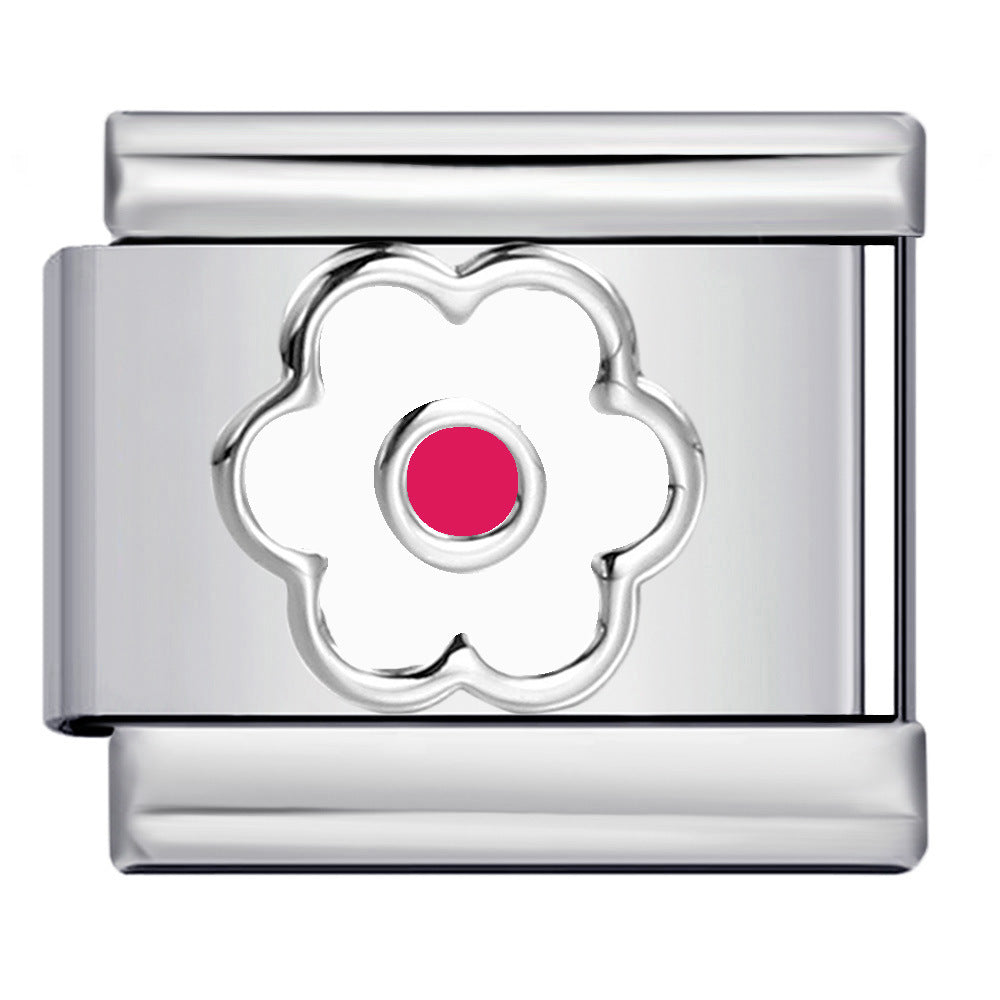 Wholesale Italian Charm Bracelet 9mm DIY Splicing Colored Oil-Drip Petals Stainless Steel Composable Bracelet