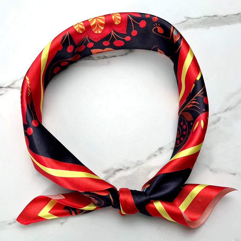 Wholesale Leopard Print Flower Polyester Square Scarf Silk Scarf ACC-SS-HY007