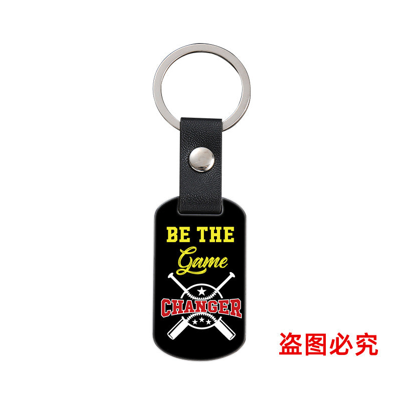Wholesale Softball Baseball Sports Metal Leather Keychain ACC-KC-Ganggu036